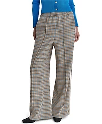 Bcbg Women's Mid-Rise Plaid Wide-Leg Track Pants