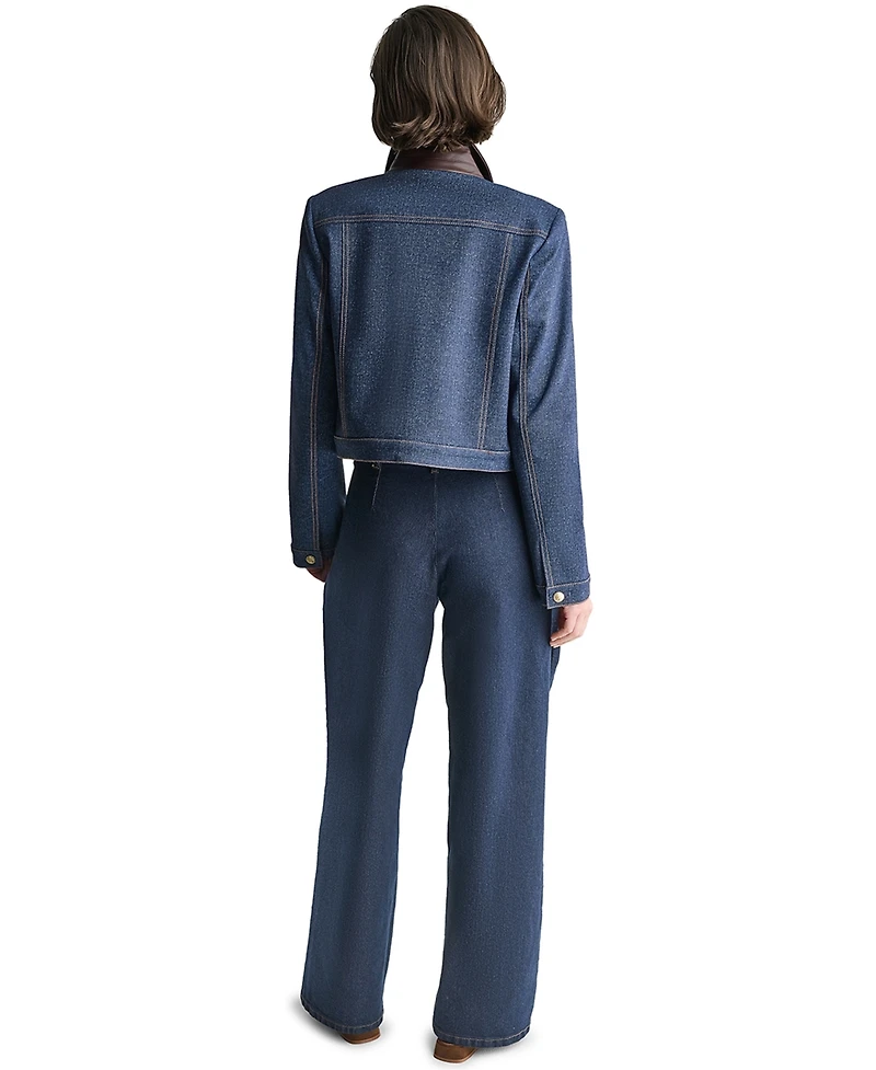 Bcbg Women's Denim Trucket Cropped Jacket