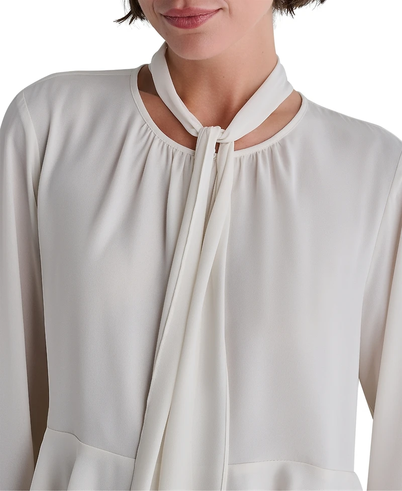 Bcbg Women's Long-Sleeve Tie-Neck Layered Cuff Blouse