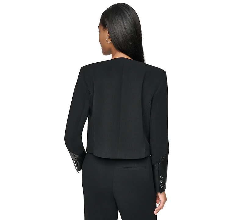 Dkny Women's Cropped Collarless Button-Front Jacket
