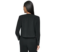 Dkny Women's Cropped Collarless Button-Front Jacket