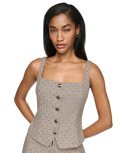 Dkny Women's Front-Button Flocked Vest Top
