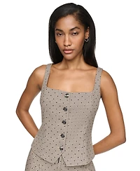 Dkny Women's Front-Button Flocked Vest Top