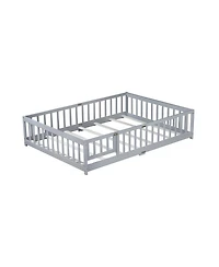 Streamdale Furniture Floor Bed with Fence, Door and Guardrails