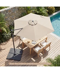 Costway 10 Feet Patio Cantilever Umbrella with 360degree(s) Rotation, Air Vent, Cross Base Included