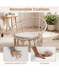 Costway Swing Chair, Hammock Chair with Round Seat Cushion, Indoor and Outdoor Boho