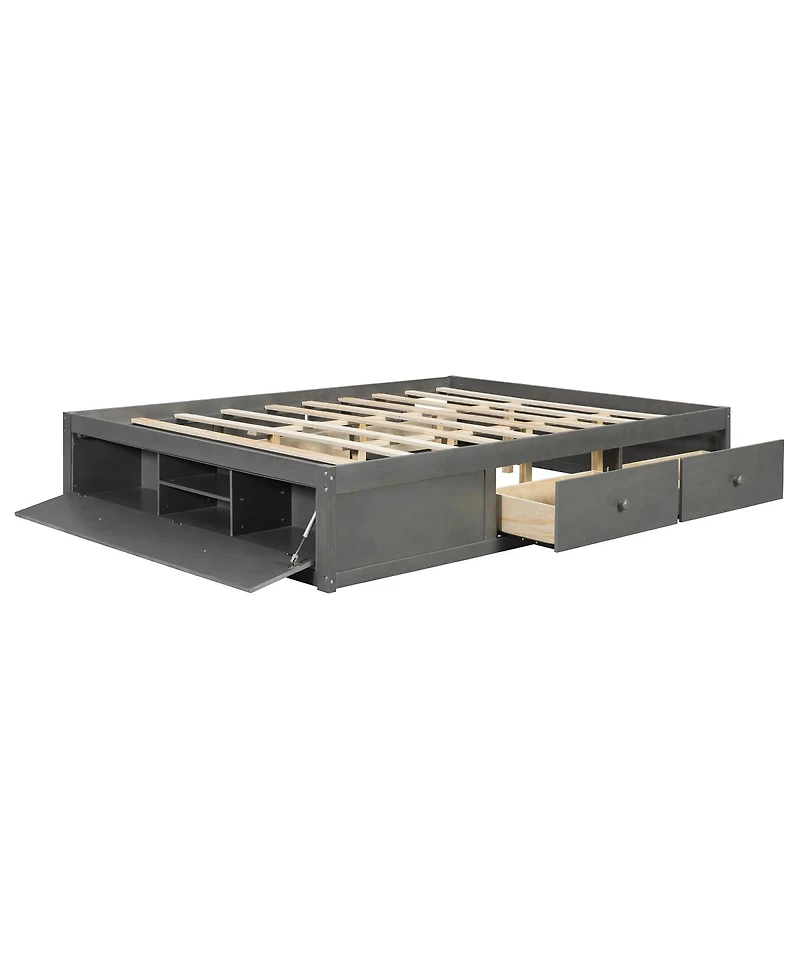 Streamdale Furniture Storage Platform Bed with 4 Drawers and Lift Footboard
