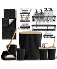 Clara Clark Modern Complete Bathroom Decor and Accessory Set with Bath Rugs and Shower Caddy Set