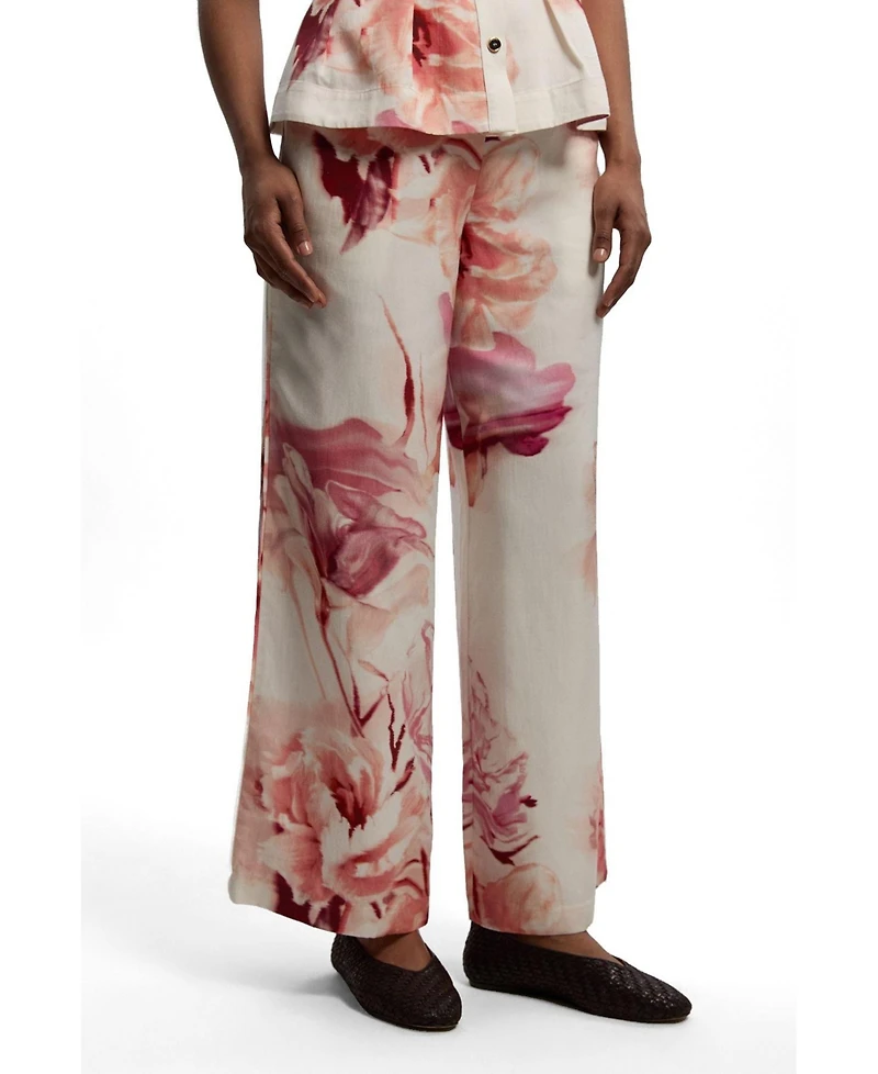 Karen Millen Women's Floral Straight Leg Trouser
