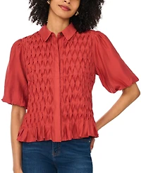 Vince Camuto Women's Collared Button-Front Bubble-Sleeve Blouse