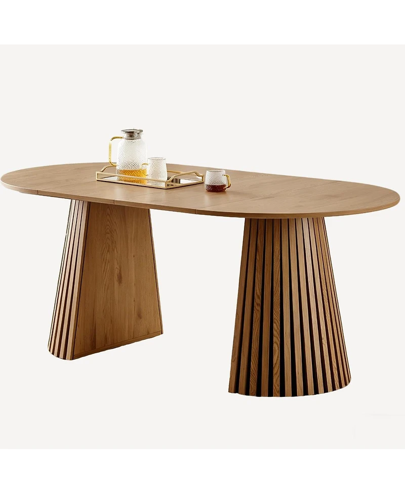 Streamdale Furniture Solid Wood Stretching Dining Table and 4 Wicker Chairs Set
