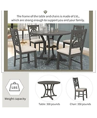Streamdale Furniture 5-Piece Round Dining Table and Chair Set with Hollow