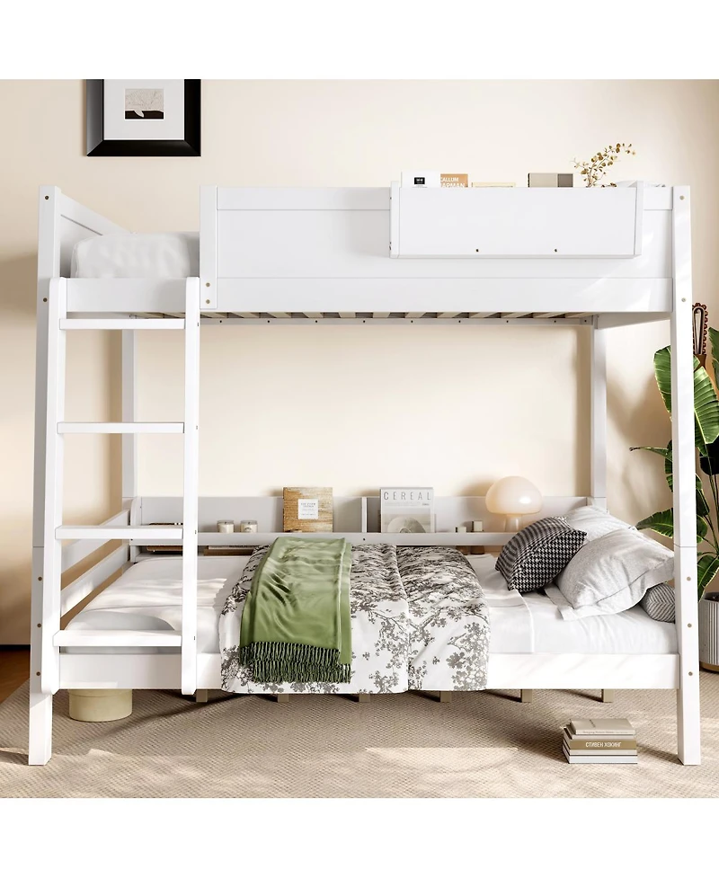 Streamdale Furniture Wood Bunk Bed with Storage, Shelf, Ladder, Rails