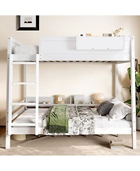 Streamdale Furniture Wood Bunk Bed with Storage, Shelf, Ladder, Rails