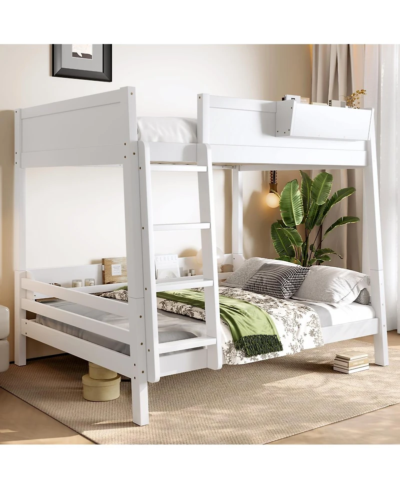 Streamdale Furniture Wood Bunk Bed with Storage, Shelf, Ladder, Rails
