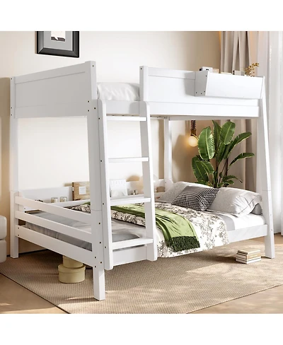 Streamdale Furniture Wood Bunk Bed with Storage, Shelf, Ladder, Rails