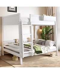 Streamdale Furniture Wood Bunk Bed with Storage, Shelf, Ladder, Rails