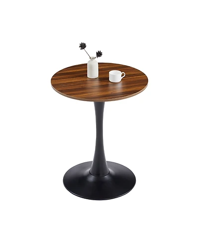 Streamdale Furniture Modern Dark Wood Grain Round Dining Table with Matte Iron Base