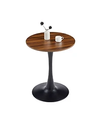 Streamdale Furniture Modern Dark Wood Grain Round Dining Table with Matte Iron Base