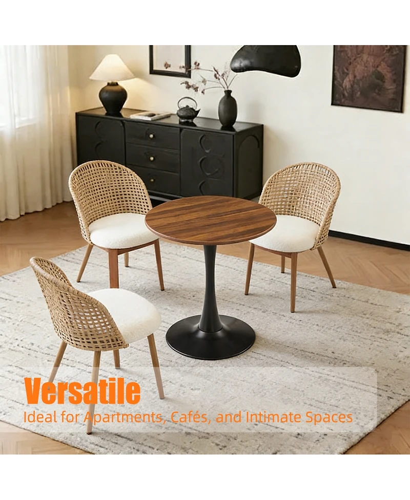 Streamdale Furniture Modern Dark Wood Grain Round Dining Table with Matte Iron Base