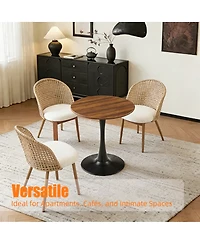 Streamdale Furniture Modern Dark Wood Grain Round Dining Table with Matte Iron Base