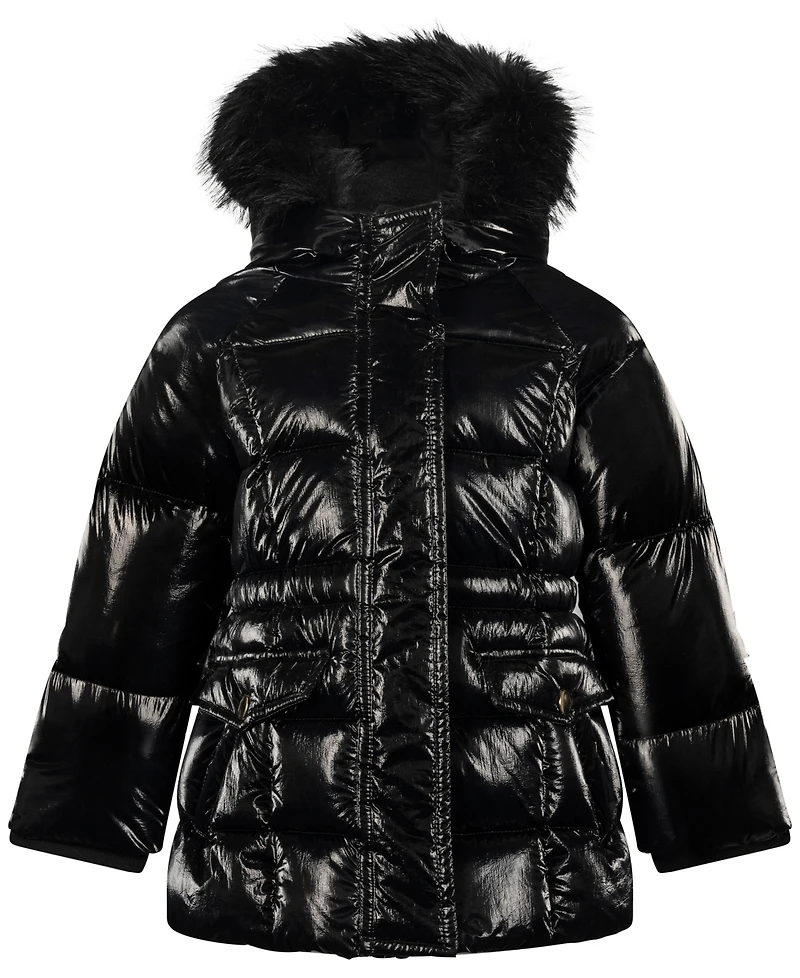 S Rothschild & Co Toddler Girls' 2T-5T Long-Sleeve Shimmer Box Quilt Anorak