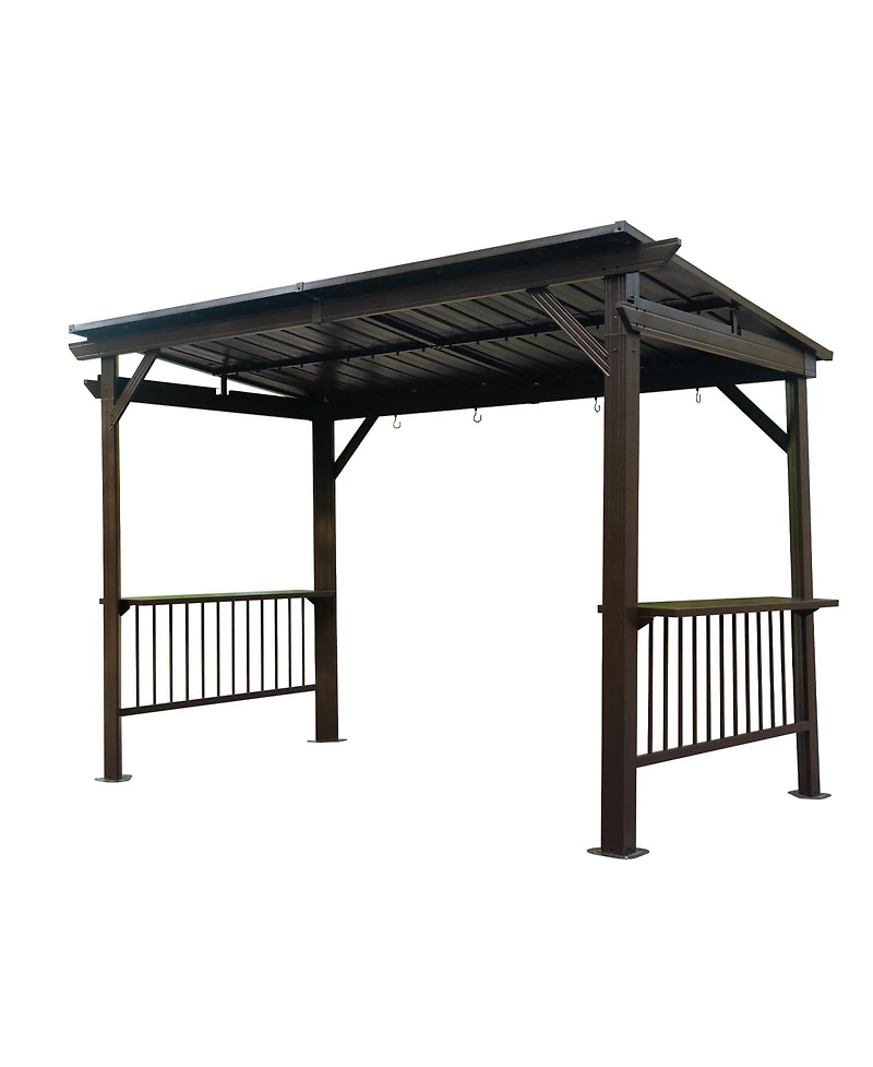 Streamdale Furniture Hardtop Grill Gazebo with Shelves and Galvanized Steel Roof