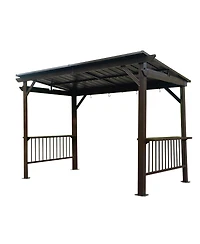 Streamdale Furniture Hardtop Grill Gazebo with Shelves and Galvanized Steel Roof