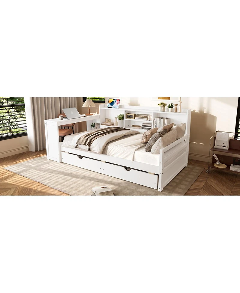 Streamdale Furniture Twin Corner Daybed With Storage, Desk, and Charging