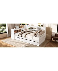 Streamdale Furniture Twin Corner Daybed With Storage, Desk, and Charging