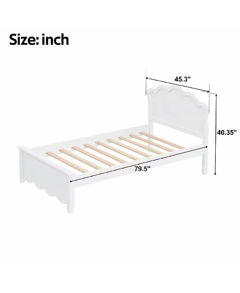 Streamdale Furniture Twin Size Wood Platform Bed with Headboard