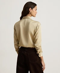 Lauren Ralph Women's Relaxed-Fit Satin Charmeuse Shirt