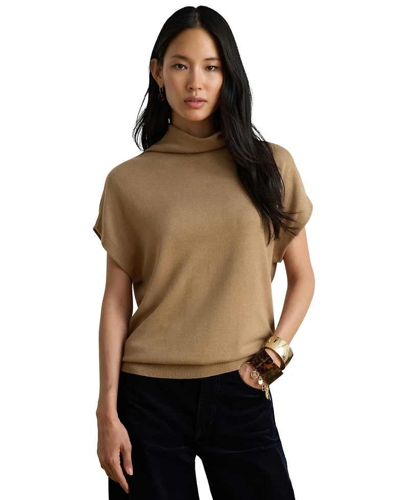 Lauren Ralph Women's Mock Neck Cap-Sleeve Sweater