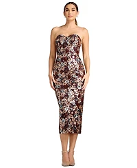 Dress the Population Women's Sequin Floral Sweetheart Midi