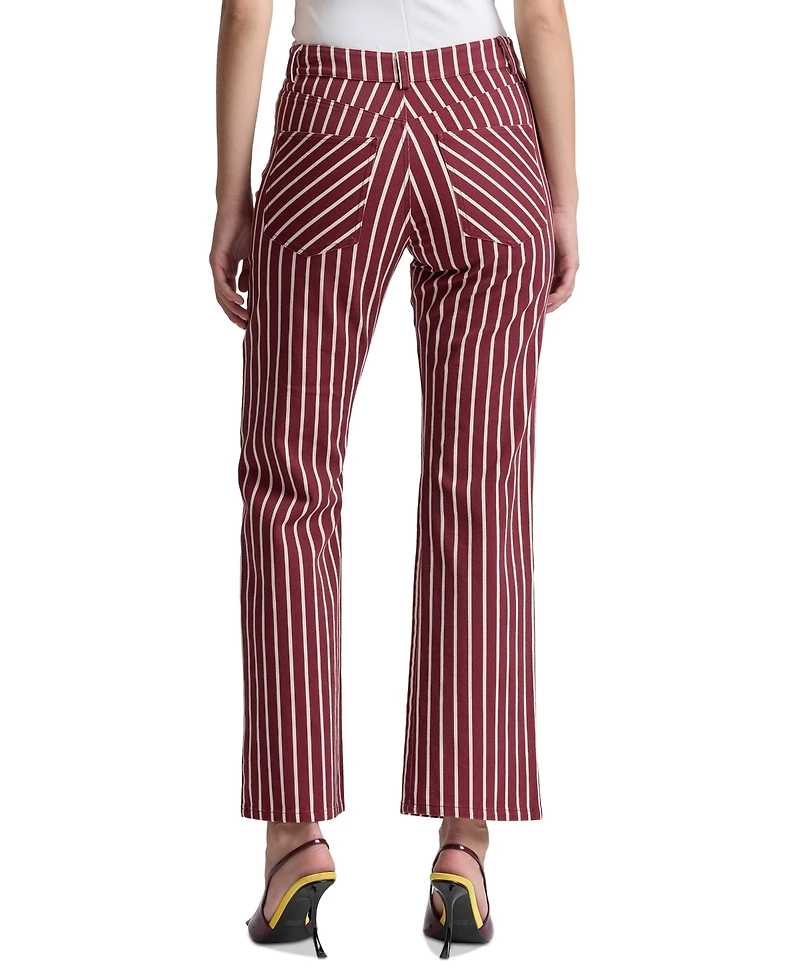 Avec Les Filles Women's Mid-Rise Striped Bootcut Cotton-Blend Jeans