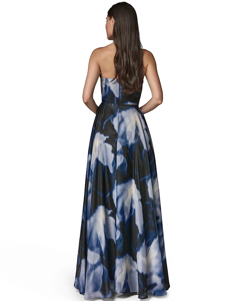 Donna Karan New York Women's Strapless Printed Organza Dress