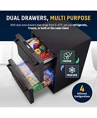 Newair 24 inch Refrigerator and Outdoor Freezer, Undercounter Refrigerator Freezer Convertible