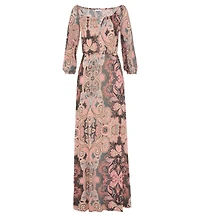 Lascana Women's Viscose Printed Cutout Multiway Elastic-Waist Maxi Dress