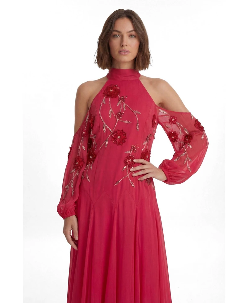 Karen Millen Women's 3D Floral Maxi Dress