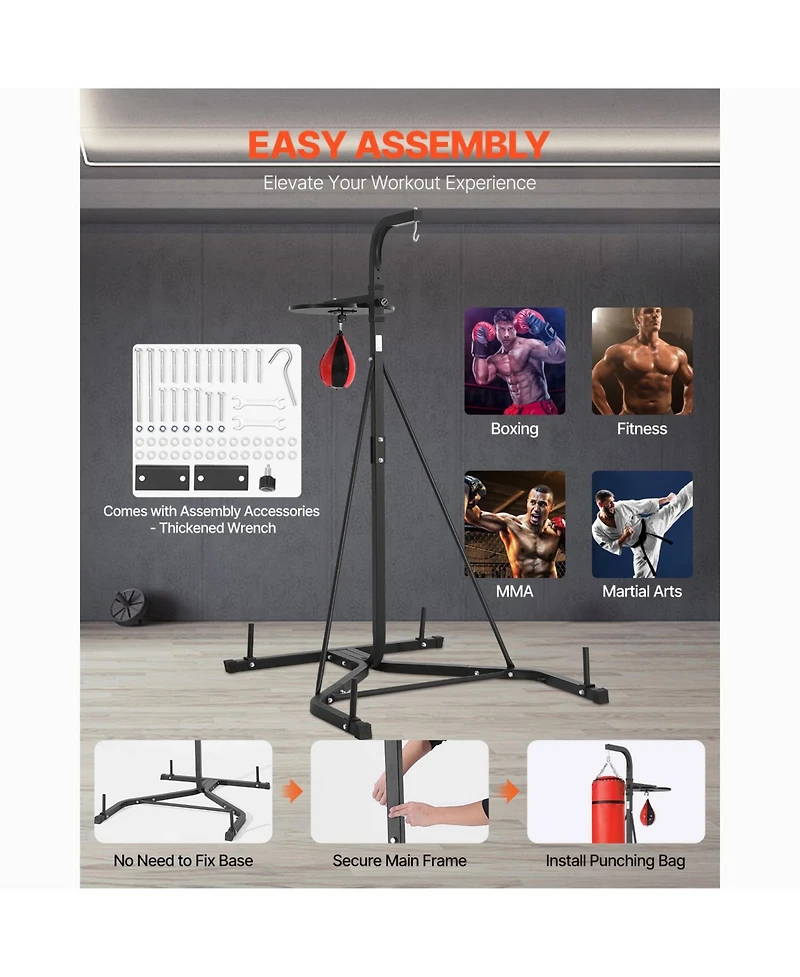 Vevor 2 in 1 Heavy Duty Punching Bag Frame Boxing Punching Fitness Stand Steel