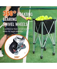 Vevor Tennis Ball Hopper Basket Teaching Tennis Ball Cart with Wheels 180 Balls