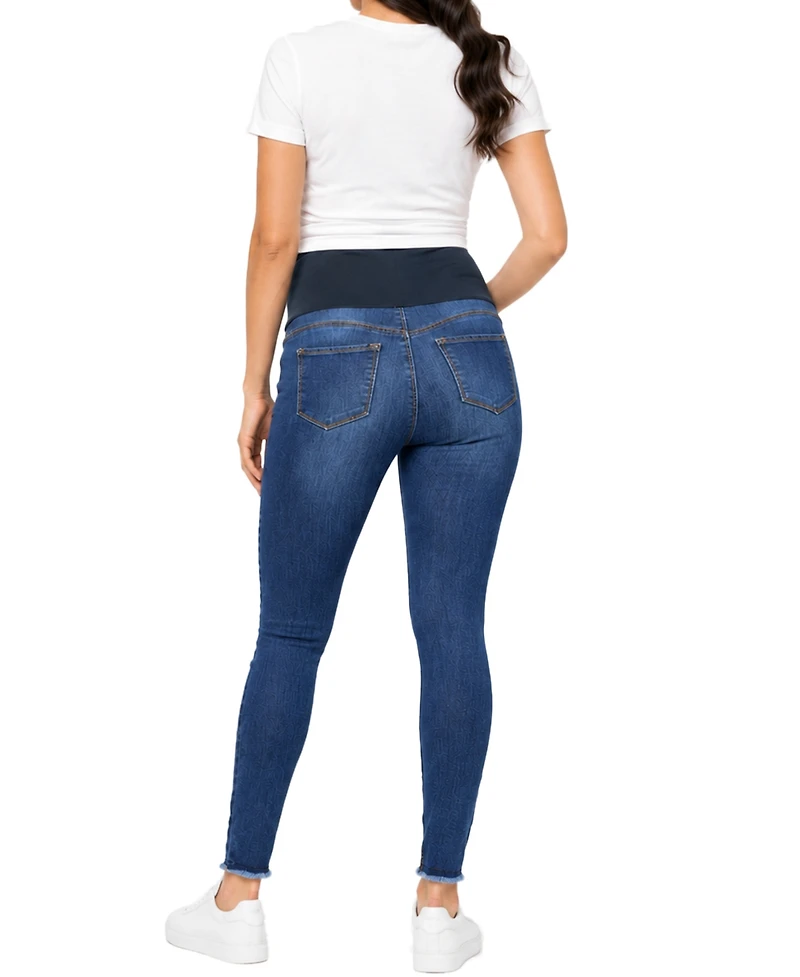 Indigo Poppy Distressed Skinny Jean with Belly Band