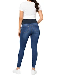 Indigo Poppy Distressed Skinny Jean with Belly Band