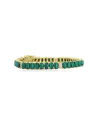 The Lovery Oval Malachite Cz Tennis Bracelet 14K Gold-Plated Sterling Silver