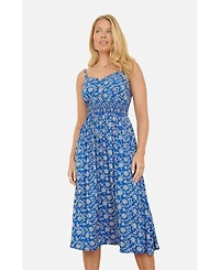 Yumi Women's Printed Sweetheart Neckline Midi Dress