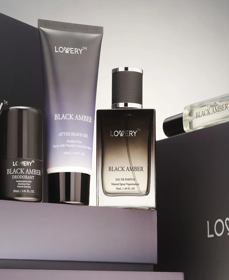Lovery Men's 5-Pices. Black Amber Eau de Parfum Gift Set