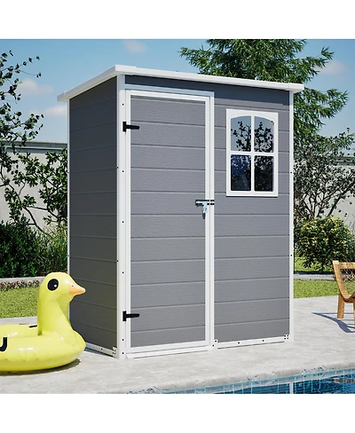 Streamdale Furniture 5x3 Feet Resin Outdoor Storage Shed With Floor, Waterproof And Lockable