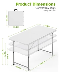 Aofar 4TF Folding Table Portable Carry Handle Lock
