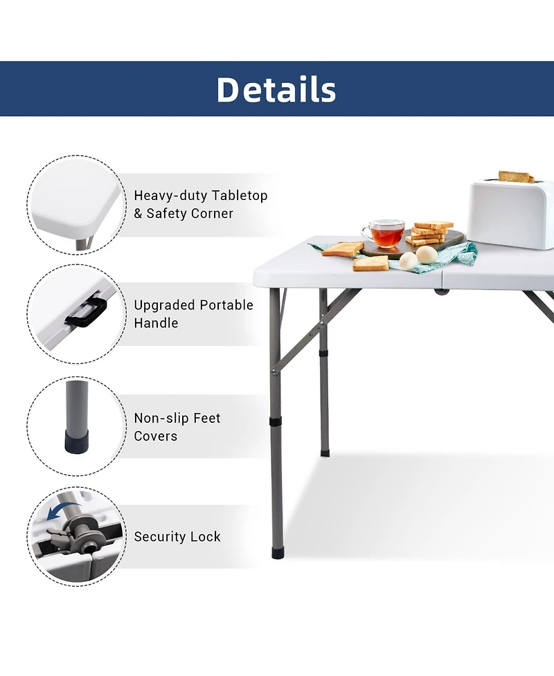 Aofar 34" Folding Card Table Portable Hdpe Indoor Outdoor