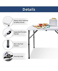 Aofar 34" Folding Card Table Portable Hdpe Indoor Outdoor